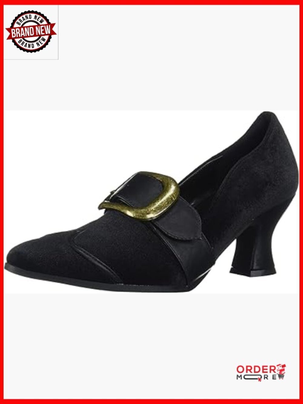 Women's Witch Themed Pump Shoes with Buckle, 2.5 Inch Block Heel